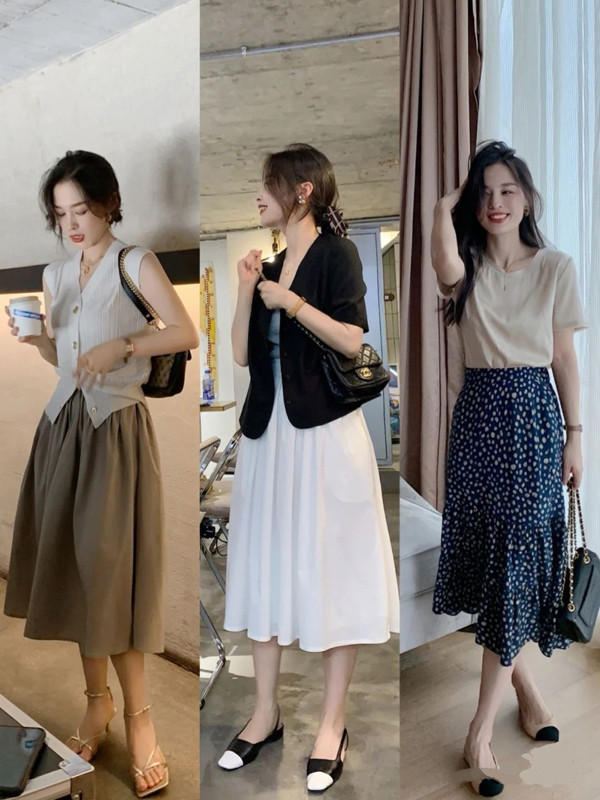 Chân váy. Nếu chọn chân váy, bạn nên chọn chân váy trơn màu phù hợp với những bộ vest hoặc sơ mi để tăng vẻ dịu dàng và trí thức. Đặc biệt, chị em nên chú ý đến độ dài chân váy vừa qua đầu gối. Những chiếc váy quá ngắn sẽ khiến người mặc dễ gặp sự cố trang phục. Trong khi đó, chân váy dài lại là mốt của nhiều năm trước. Chọn chúng sẽ khiến bạn trở nên lỗi mốt, dễ bị “nuốt” chiều cao một cách thảm hại.