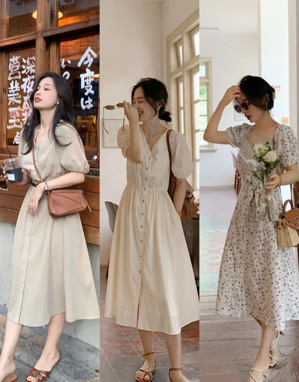 Váy liền thân. Khi mặc váy đi làm, chị em nên ưu tiên những chiếc váy hoa đơn giản, tay phồng nhẹ để tôn lên nét duyên dáng, dịu dàng. Lý do stylist khuyên chọn váy hoa là chúng thường không quá cầu kỳ song vẫn tôn dáng.