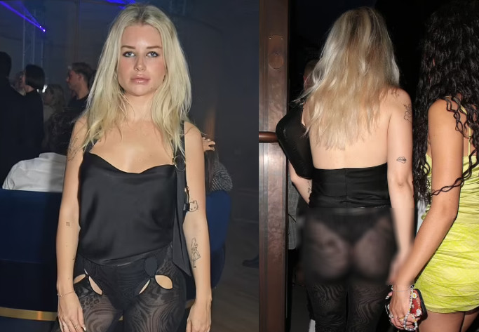 Khi nhìn từ phía sau, chiếc quần càng thêm phản cảm khi để lộ gần hết vòng 3 của cô nàng.