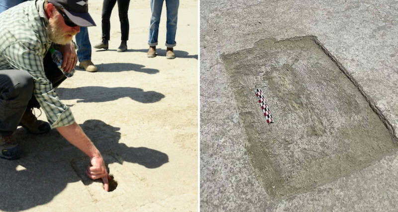 "Bên dưới lớp cát là một lớp bùn. Chúng lưu trữ các dấu tích giống như khi ta in mực lên mặt giấy", nhà khảo cổ Duke giải thích.