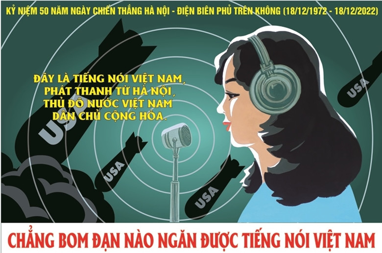 68 tranh cổ động được phát hành là kết quả của cuộc thi sáng tác tranh cổ động diễn ra từ tháng 8/2022. Trong số hơn 500 tác phẩm của gần 300 tác giả trên khắp cả nước tham gia cuộc thi, Hội đồng nghệ thuật đã tổ chức chấm, chọn được 68 tác phẩm tiêu biểu phục vụ công tác tuyên truyềnnhân dịp kỷ niệm 50 năm Chiến thắng Hà Nội - Điện Biên Phủ trên không.. Trong ảnh là tác phẩm của tác giả Đỗ Như Điềm (Thái Bình).