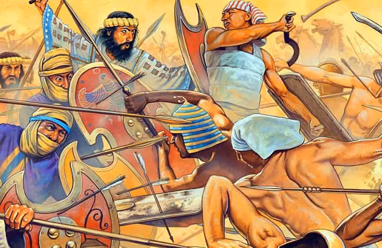 Khi nhìn thấy "đội quân mèo" và các "vũ khí sống" khác của Ba Tư, binh sĩ Ai Cập run sợ, không dám chiến đấu vì nếu giết mèo và các loài động vật linh thiêng sẽ đồng nghĩa với việc đi ngược lại niềm tin tôn giáo và sẽ bị xử tử. Do đó, binh sĩ Ai Cập vừa đánh vừa tháo chạy. Nhân cơ hội đó, quân Ba Tư xông lên tấn công, tiêu diệt kẻ địch và nhanh chóng giành chiến thắng ở Pelusium.