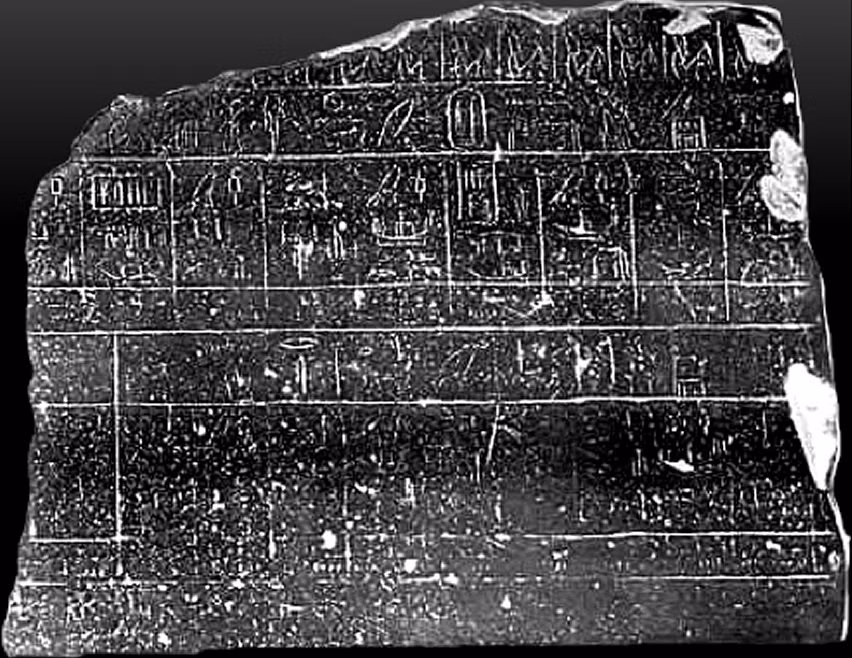 Phần gây tranh cãi nhất của phiến đá đó là có đề cập đến những vị vua cai trị Ai Cập thuở sơ khai. Họ được mô tả dường như không phải là con người mà là những "vị thần" và "á thần" bí ẩn.