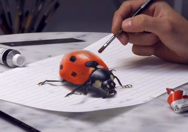 Con bọ rùa như sống dậy và động đậy qua nét vẽ tài tình của nghệ sĩ Stefan Pabst.