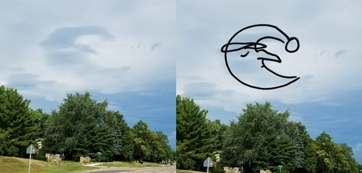 Quầng mây có dáng vẻ hệt như ông trăng khuyết đang ngủ.