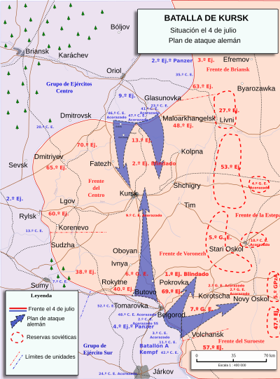 Điểm quyết chiến là khu vực trung tâm mặt trận tại vòng cung Kursk vì ở đây hình dạng chiến tuyến mặt trận rất thuận lợi cho một chiến dịch tấn công bao vây.