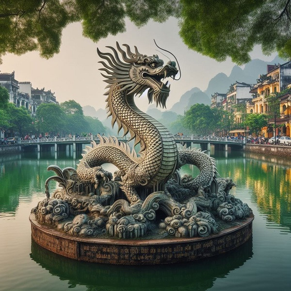 "Rồng ở phố cổ Hội An", AI đã tạo ra bức hình như trên. 