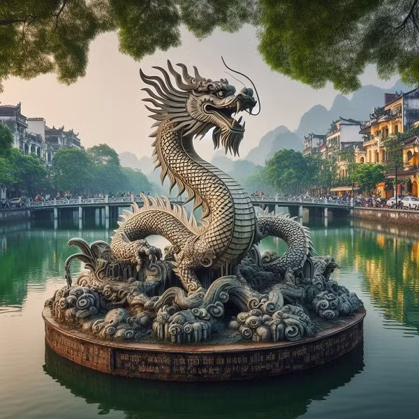 "Rồng ở phố cổ Hội An", AI đã tạo ra bức hình như trên. 