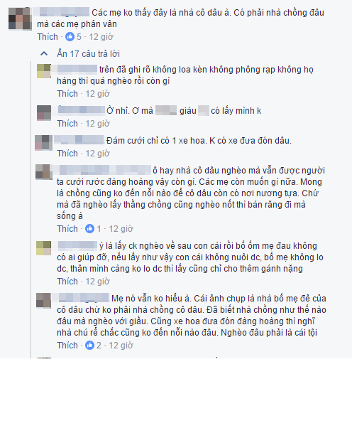 Tuy nhiên, đến ngày 12/10, thành viên các nhiều fanpage, trang mạng nổi tiếng đã truyền tai nhau những thông tin khác được cho là sự thật đằng sau những bức ảnh đám cưới Ninh Bình nhà trai nghèo rớt mùng tơi. Theo quan sát kỹ của nhiều bạn trẻ thì dường như khung cảnh trong những bức ảnh được lan truyền vài ngày nay là chụp ở nhà gái, không phải là tại nhà trai như những thông tin trước đó. Đồng thời những bức ảnh cũng chưa chụp hết toàn bộ căn nhà và diện tích thực tế của nó cũng không phải là quá nhỏ bé, chật chội.