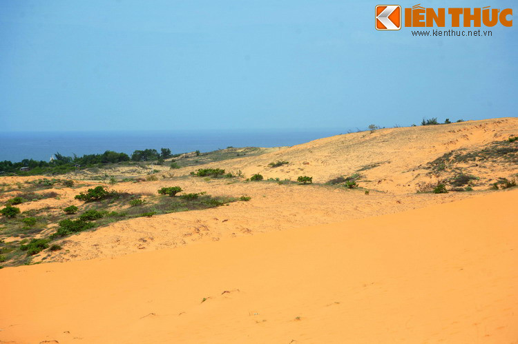 Một nét kỳ thú của đồi cát Mũi Né là sự kệt hợp giữa cảnh quan của cồn cát với những khung cảnh ấn tượng khác, như mặt biển xa mờ, kỳ ảo...