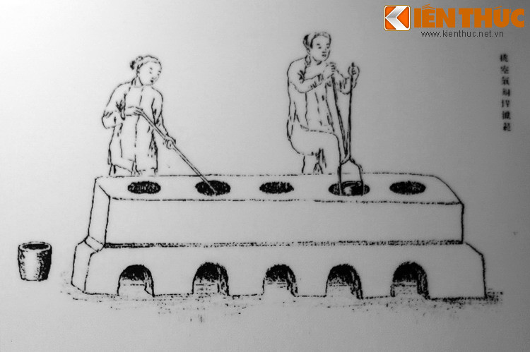 9-2. Một cách khác là dùng hợp kim sản xuất tiền xu nung nóng và trộn trong lò. Bên trái là nồi nấu kim loại dùng nung nóng và vận chuyển kim loại nóng chảy.