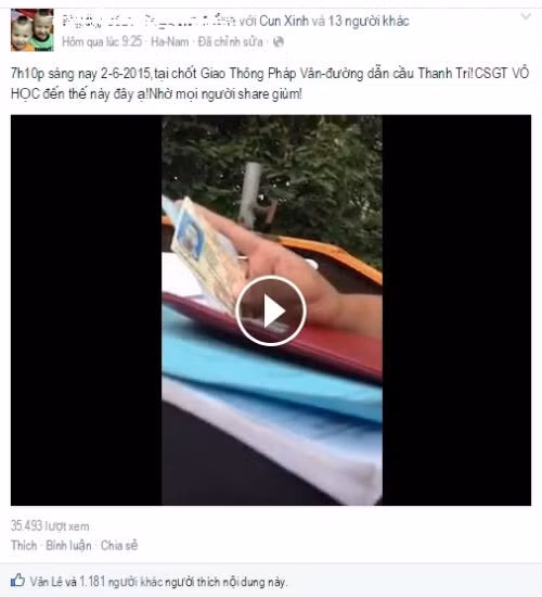 Vu CSGT nem giay to cua dan: Chu clip nhan cuoc goi la-Hinh-2