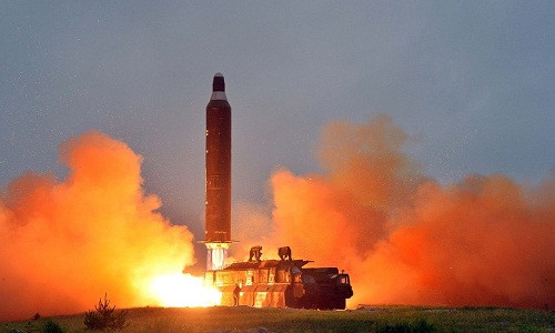 NHK đưa tin cảnh báo nhầm về Triều Tiên phóng tên lửa qua ứng dụng điện thoại. Ảnh: KCNA.