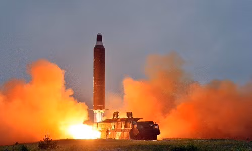 NHK đưa tin cảnh báo nhầm về Triều Tiên phóng tên lửa qua ứng dụng điện thoại. Ảnh: KCNA.