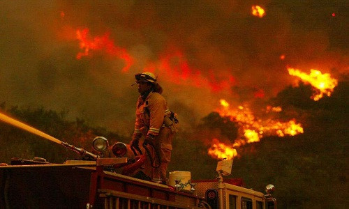 Lính cứu hỏa Mỹ làm nhiệm vụ chữa cháy tại San Diego, California. Ảnh: Getty Images.