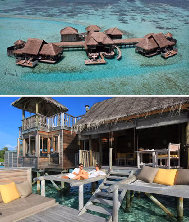 Maldives hiện có khoảng 85 hòn đảo nhỏ được khai thác thành khu du lịch nghỉ dưỡng. Trong số đó, hòn đảo Soneva Gili là nơi cực kỳ nổi tiếng với khu biệt thự trên nước đẹp như trong phim thần thoại. Khu nghỉ dưỡng Bulgari ở đảo Bali