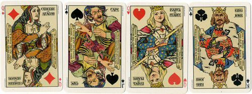 Các quân J, Q, K trong một bộ bài Tây được in vào năm 1925.