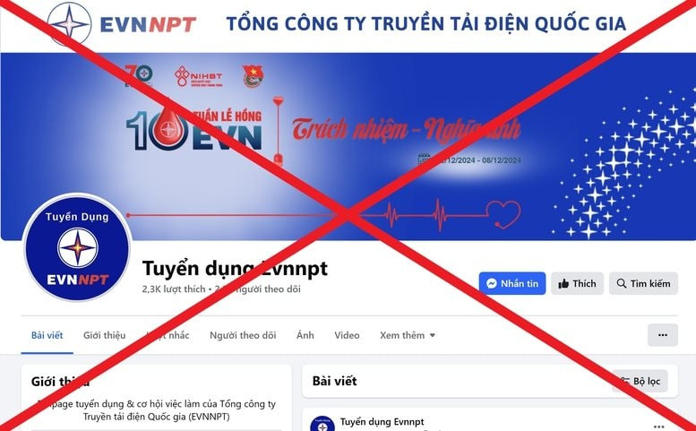 Cảnh báo fanpage giả mạo “Tuyển dụng Evnnpt” Canh bao fanpage gia mao “Tuyen dung Evnnpt”