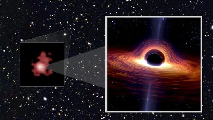 Các nhà khoa học cho biết kính viễn vọng Không gian James Webb đã phát hiện lỗ đen "quái vật" ở trung tâm thiên hà cổ đại có tên GN-z11. Nó xuất hiện vào khoảng 400 triệu năm sau Vụ nổ Big Bang. Theo các chuyên gia, lỗ đen trên nặng gấp khoảng 6 triệu lần khối lượng Mặt trời và cách Trái đất 13,4 tỷ năm ánh sáng.