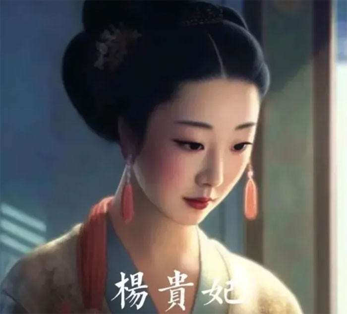 Dương Quý Phi - một trong tứ đại mỹ nhân của Trung Quốc - gây ấn tượng với dung mạo yêu kiều, da trắng, mũi cao, đôi môi quyến rũ trong ảnh phục dựng bằng AI.