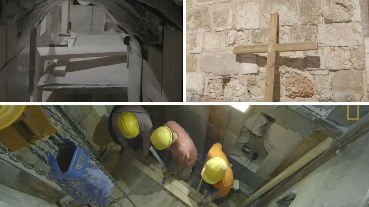 Kết quả kiểm tra bằng công nghệ radar xuyên đất cho thấy thành hang vẫn thẳng đứng với chiều cao 1,8m và gắn liền với nền đá bên dưới những phiến cẩm thạch bao phủ ngôi mộ ở trung tâm nhà thờ Mộ Thánh tại Jerusalem.