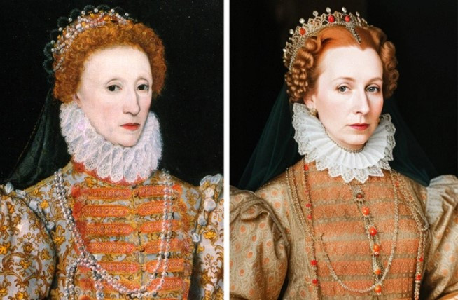 Nữ hoàng Elizabeth I của Anh sở hữu gương mặt đài các với làn da trắng mịn tuyệt đẹp trong ảnh phục dựng bằng AI.