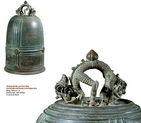 Hình tượng rồng được trang trí trên chuông Văn Bản được làm bằng chất liệu đồng (thế kỷ 13 – 14, Đồ Sơn, Hải Phòng). Ảnh: Vietnamnet.