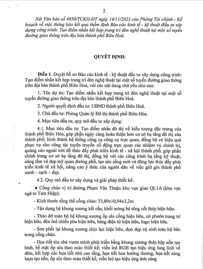 Đồng Nai: TP Biên Hoà chi hơn 11,5 tỷ làm 4 cổng chào tạo điểm nhấn - Hình 2 Dong Nai: TP Bien Hoa chi hon 11,5 ty lam 4 cong chao tao diem nhan-Hinh-2