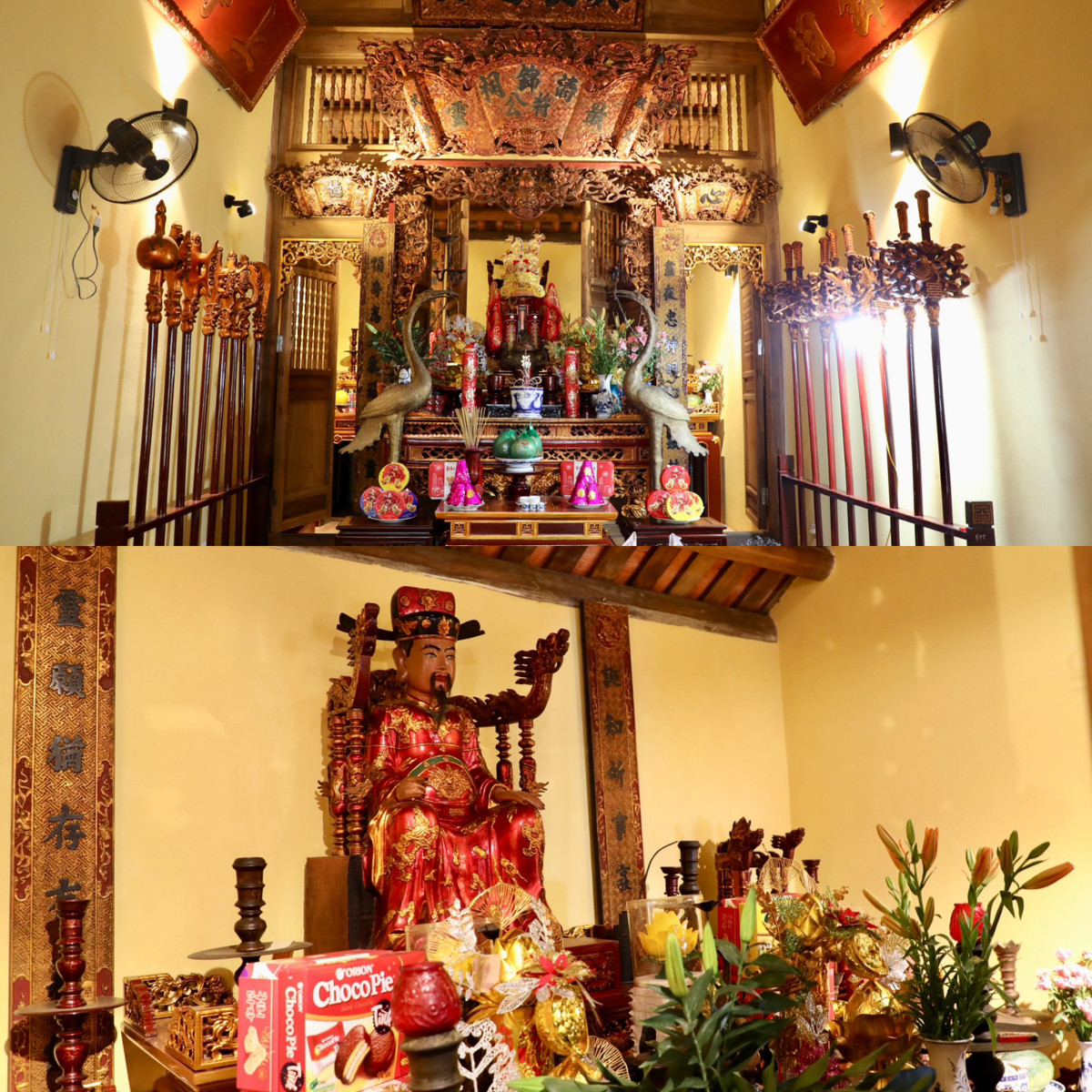 Đình Trung Yên còn có tên là đình Thanh Cẩm. Đình thờ một Ngự sử thời Mạc (không rõ tên), đã hi sinh khi cản lối Triết Vương Trịnh Tùng, giúp chúa Mạc chạy thoát. Sau khi Triết Vương thu quân về Tây Đô (Thanh Hóa), chúa Mạc về giữ Đông Kinh (Thăng Long), đền thờ được lập tại nơi hy sinh là phường Đông Các, nay thuộc phường Hàng Bạc.