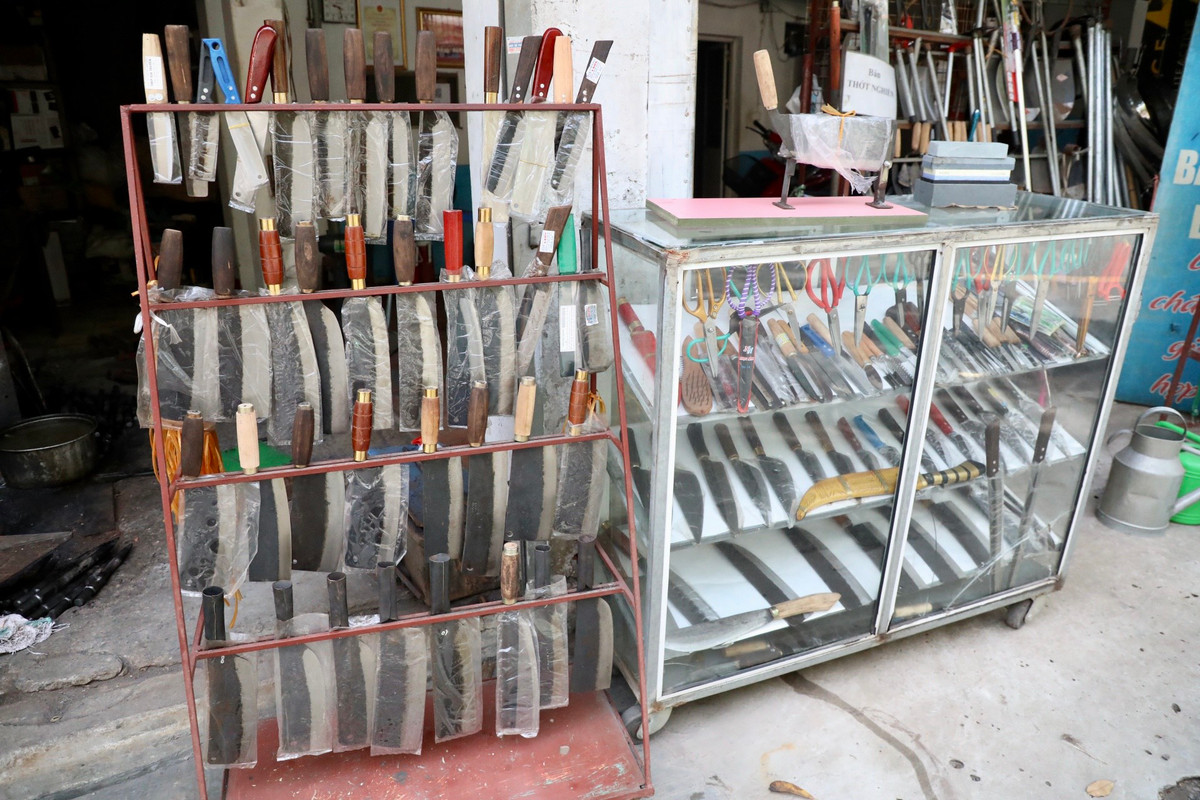 Sản phẩm của gia đình nghệ nhân Hoàng Văn Cung đa dạng, phong phú về kiểu dáng, chủng loại từ búa, đục, dao, kéo, mai, cuốc, thuổng… đến các mặt hàng phục vụ sinh hoạt...