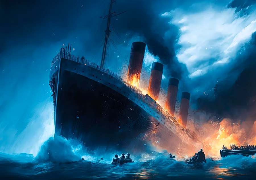 Cả hai con tàu đều chìm sau khi va chạm với tảng băng trôi và thiếu số lượng xuồng cứu sinh đủ để cứu hết hành khách.