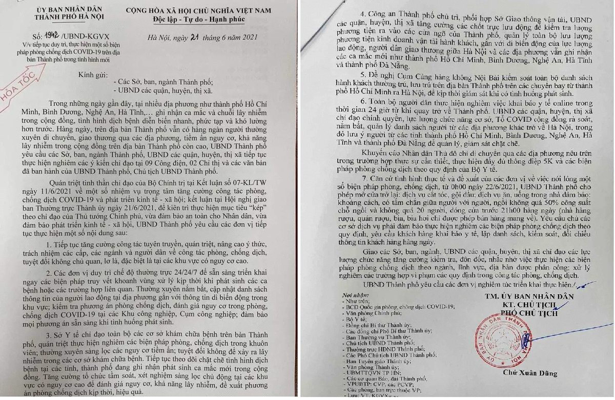 Ha Noi cho phep mo cua tro lai nha hang an uong va nhieu dich vu