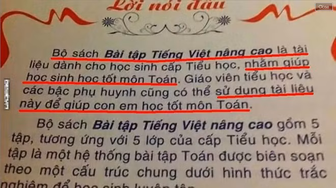 Nghiêm trọng hơn có cả những lỗi như tên sách môn văn nhưng kiến thức, phần lời nói đầu lại viết về môn toán.