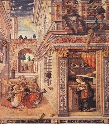 Bức tranh "Truyền tin với Thánh Emidius" do Carlo Crivelli vẽ năm 1486 cũng miêu tả một vật thể tròn phát ra chùm ánh sáng chiếu xuống Đức mẹ Đồng trinh Mary. Vật thể lạ này được cho là UFO thời xa xưa.