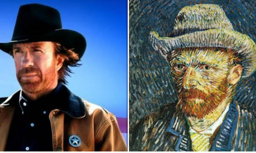 Chuck Norris gây bất ngờ với vẻ ngoài giống hệt danh họa Vincent van Gogh.