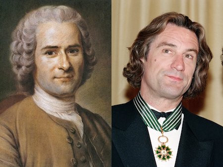 Nam diễn viên nổi tiếng Robert De Niro gây chú ý với diện mạo giống hệt nhà tư tưởng Jean-Jacques Rousseau, người đã qua đời từ tháng 7/1778.
