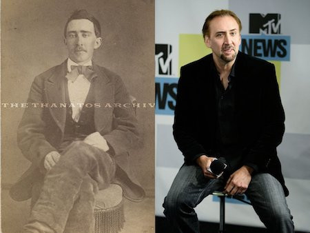 Nhiều fan hâm mộ của nam tài tử Nicolas Cage (phải ảnh) không khỏi kinh ngạc khi thần tượng của mình có ngoại hình giống hệt một người đàn ông có tên Robert M. Smith sống ở thời kỳ Nội chiến Mỹ.