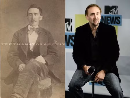 Nhiều fan hâm mộ của nam tài tử Nicolas Cage (phải ảnh) không khỏi kinh ngạc khi thần tượng của mình có ngoại hình giống hệt một người đàn ông có tên Robert M. Smith sống ở thời kỳ Nội chiến Mỹ.