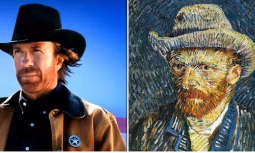 Chuck Norris gây bất ngờ với vẻ ngoài giống hệt danh họa Vincent van Gogh.