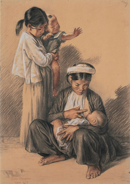 Bức tranh "Tình mẫu tử" của Victor Tardieu (1870-1937) vẽ năm 1925.