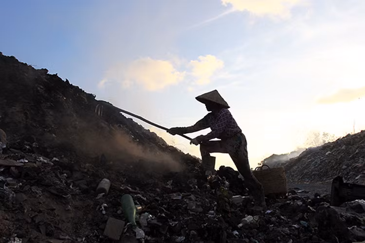 Mải miết dùng bồ cào bới từng chiếc vỏ lon, bà Hoan (người dân xã Cửa Cạn, Phú Quốc) chia sẻ, dù biết là ô nhiễm và độc hại nhưng mỗi ngày ra đây bới rác, bà cũng kiếm được hơn 40.000 đồng. Số tiền này giúp bà nuôi sống cả gia đình.