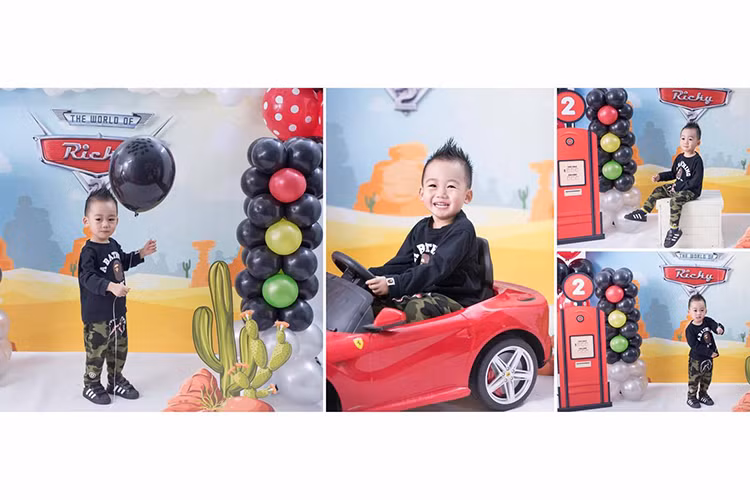 Vợ chồng Ngọc Thạch cũng thực hiện album ảnh cho bé Ricky nhân dịp cậu nhóc thêm một tuổi. Ảnh: FBNV