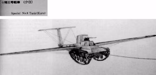 Những xe tăng hạng nhẹ được thiết kế thêm một bộ cánh có thể tháo rời. Nó sẽ được chuyên chở bằng máy bay Mitsubishi Ki-21. Khi đến bờ biển, xe tăng sẽ được tách khỏi máy bay và lượn vào bờ nhờ đôi cánh. Trong chiến tranh, Nhật Bản đã sản xuất một số mẫu xe tăng bay gồm Maeda Ku-6 và mẫu xe tăng bay đặc biệt số 3 hoặc được gọi là Ku-Ro.