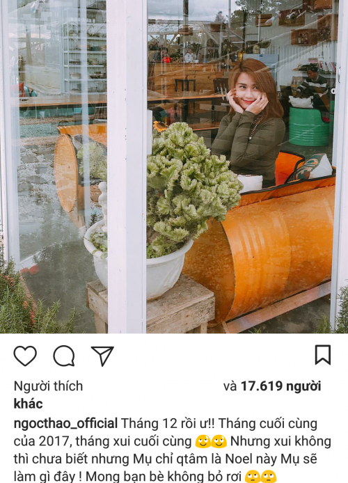 Ngọc Thảo thường xuyên úp mở chuyện đang độc thân trên Instagram.