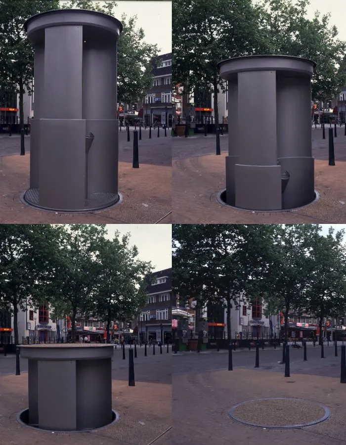 8. UriLift International BV – Retractable Urinals, Europe: Những bồn tiểu có thể "mất hút" vào ban ngày và hiện ra vào ban đêm.(Ảnh:re-thinkingthefuture)