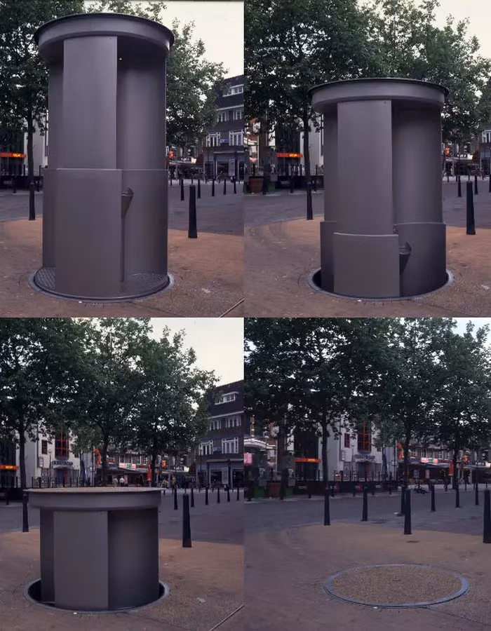 8. UriLift International BV – Retractable Urinals, Europe: Những bồn tiểu có thể "mất hút" vào ban ngày và hiện ra vào ban đêm.(Ảnh:re-thinkingthefuture)