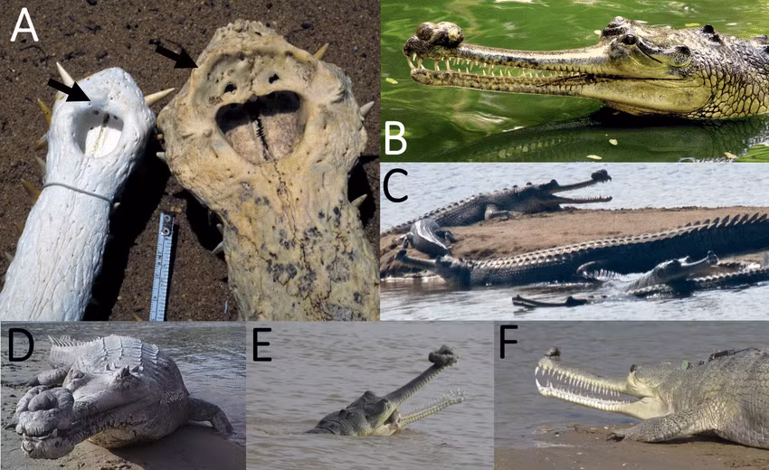 Ghara này che một phần lỗ mũi, hoạt động như một bộ cộng hưởng âm thanh, tạo ra âm thanh vo ve lớn khi cá sấu kêu. (Ảnh: ResearchGate)