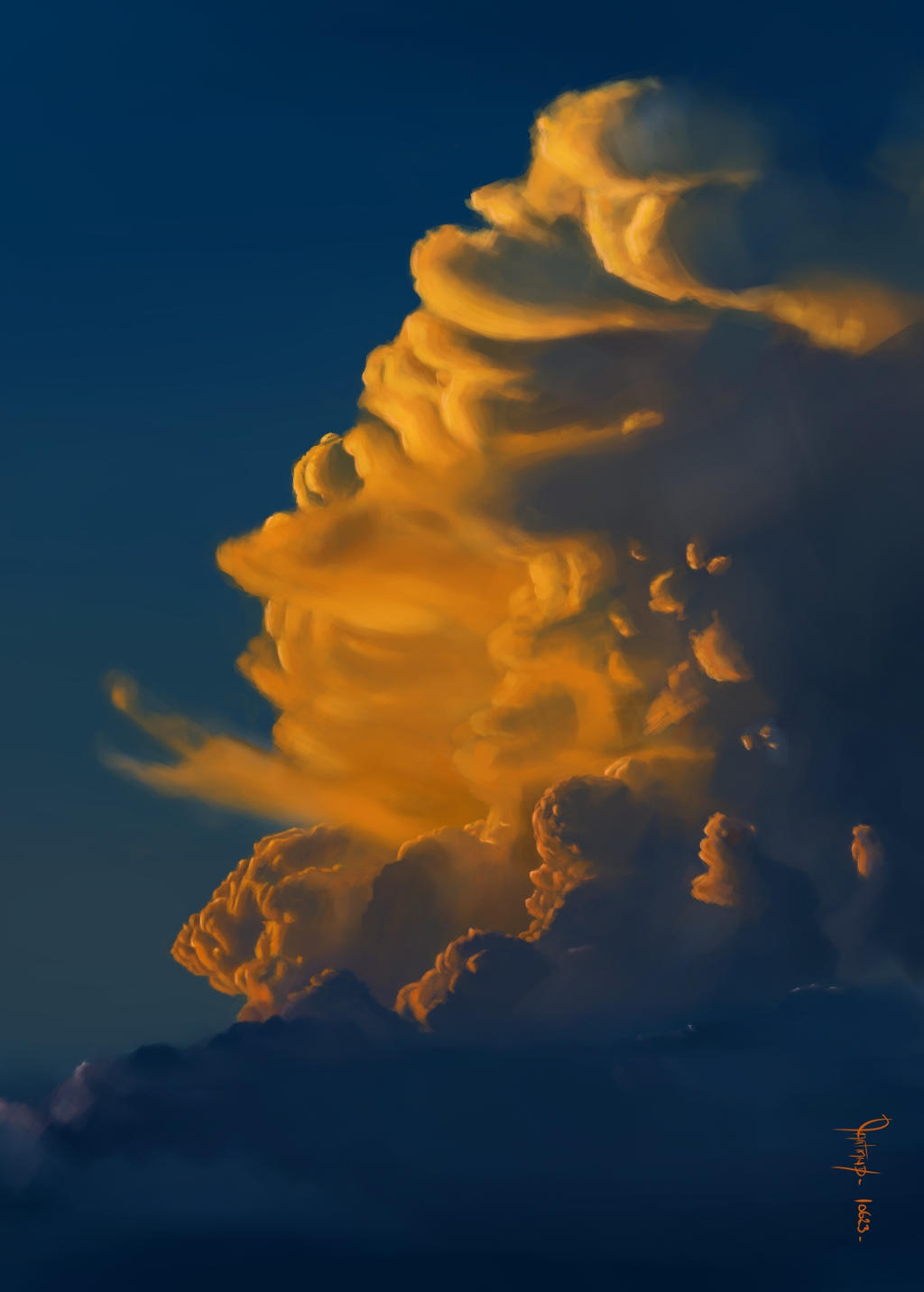 Tuy nhiên, từ góc độ khoa học, "rồng lửa" thực ra là mây màu cam xuất hiện lúc bình minh, khi ánh sáng mặt trời phải vượt qua khoảng cách dài hơn và bị tán xạ Rayleigh, chỉ còn lại ánh sáng màu đỏ, cam, vàng.(Ảnh: DeviantArt)