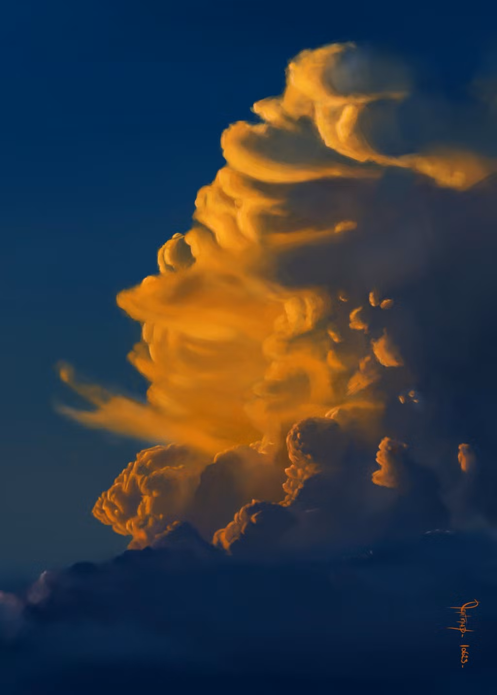 Tuy nhiên, từ góc độ khoa học, "rồng lửa" thực ra là mây màu cam xuất hiện lúc bình minh, khi ánh sáng mặt trời phải vượt qua khoảng cách dài hơn và bị tán xạ Rayleigh, chỉ còn lại ánh sáng màu đỏ, cam, vàng.(Ảnh: DeviantArt)