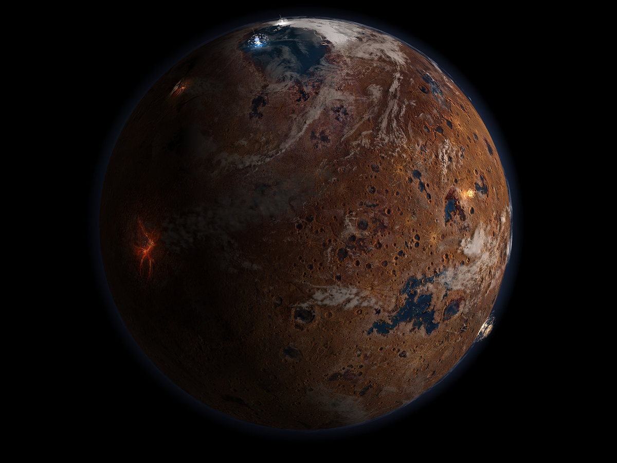 Hệ thống thủy nhiệt, nền tảng quan trọng cho sự phát triển sự sống trên Trái Đất, cũng đã tồn tại trên Sao Hỏa trong giai đoạn tiền-Noachian (khoảng 4,1 tỷ năm trước), mặc dù bề mặt của hành tinh này hứng chịu nhiều va chạm thiên thạch.(Ảnh: The Planetary Society)